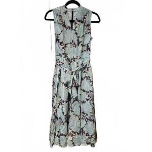 Kate Spade Dress Green 2 Dahlia Bloom Burnout Sleeveless V-neck Belted Pockets